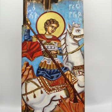 Χειροποίητη Αγιογραφία Άγιος Γεώργιος ζωγραφισμένη στο χέρι, βυζαντινή. Διαστάσεις 0,35εκ Χ 0,15εκ