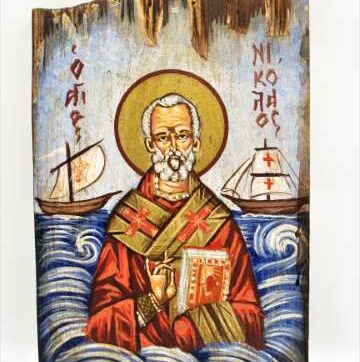 Χειροποίητη Αγιογραφία Άγιος Νικόλαος ζωγραφισμένη στο χέρι, βυζαντινή. Διαστάσεις 0,22εκ Χ 0,15εκ