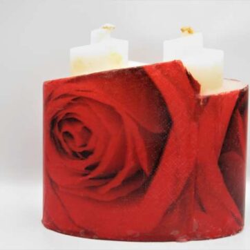 Χειροποίητο αρωματικό Κερί κυματιστό ντεκουπαζ κόκκινο τριαντάφυλλο Διαστάσεις 0,12εκ Χ 0,14εκ.