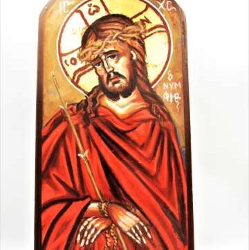 Χειροποίητη Αγιογραφία Χριστός ζωγραφισμένη στο χέρι, βυζαντινή. Διαστάσεις 0,35εκ Χ 0,17εκ