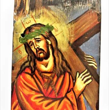 Χειροποίητη Αγιογραφία Χριστός ζωγραφισμένη στο χέρι, βυζαντινή. Διαστάσεις 0,24εκ Χ 0,16εκ